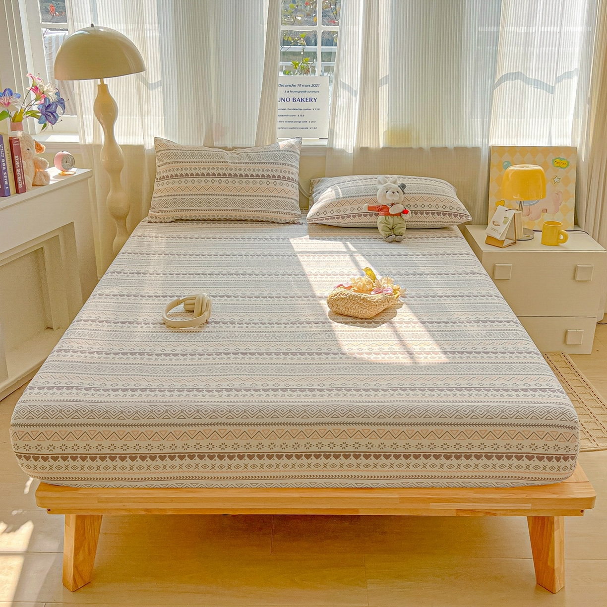 91家纺网 家纺一手货源 找家纺 韩巢家纺 2026新款老粗布床笠春夏季凉席席子热销款防滑床笠单件 逸趣【老粗布】