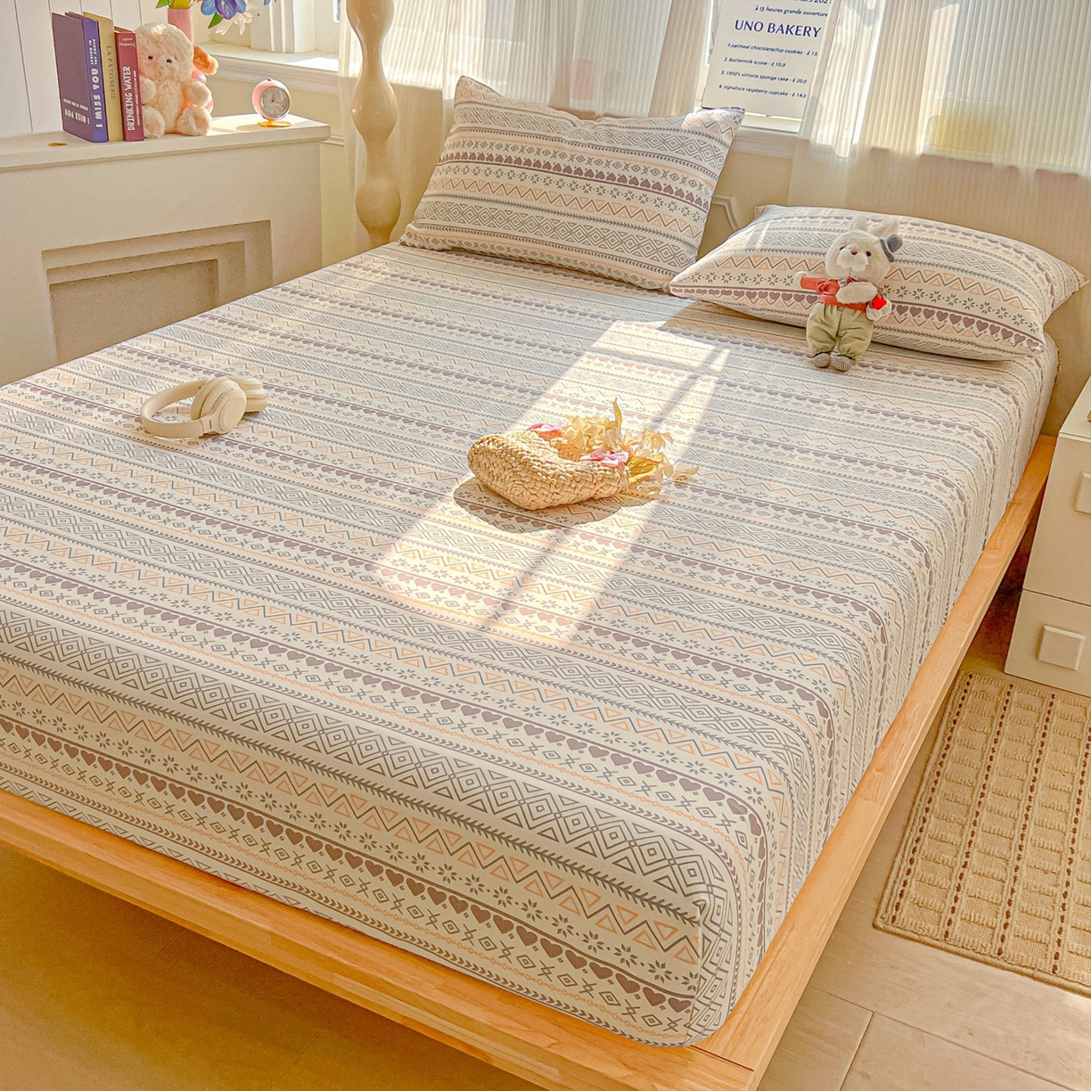 91家纺网 家纺一手货源 找家纺 韩巢家纺 2026新款老粗布床笠春夏季凉席席子热销款防滑床笠单件 逸趣【老粗布】