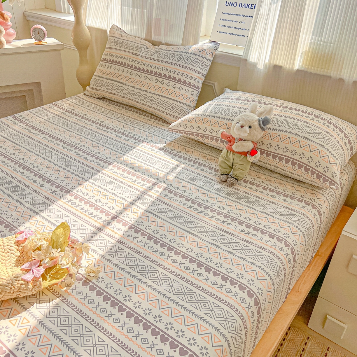 91家纺网 家纺一手货源 找家纺 韩巢家纺 2026新款老粗布床笠春夏季凉席席子热销款防滑床笠单件 逸趣【老粗布】