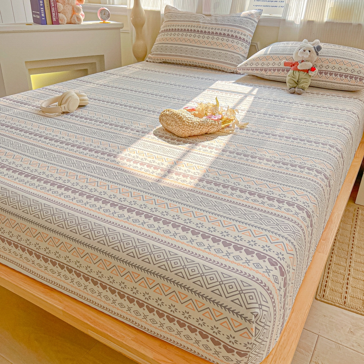 91家纺网 家纺一手货源 找家纺 韩巢家纺 2026新款老粗布床笠春夏季凉席席子热销款防滑床笠单件 逸趣【老粗布】