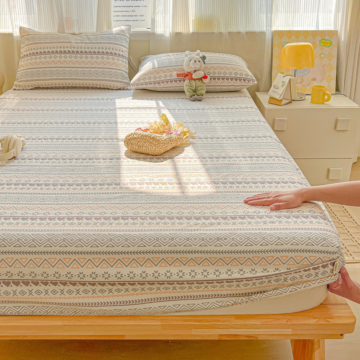 91家纺网 家纺一手货源 找家纺 韩巢家纺 2026新款老粗布床笠春夏季凉席席子热销款防滑床笠单件 逸趣【老粗布】