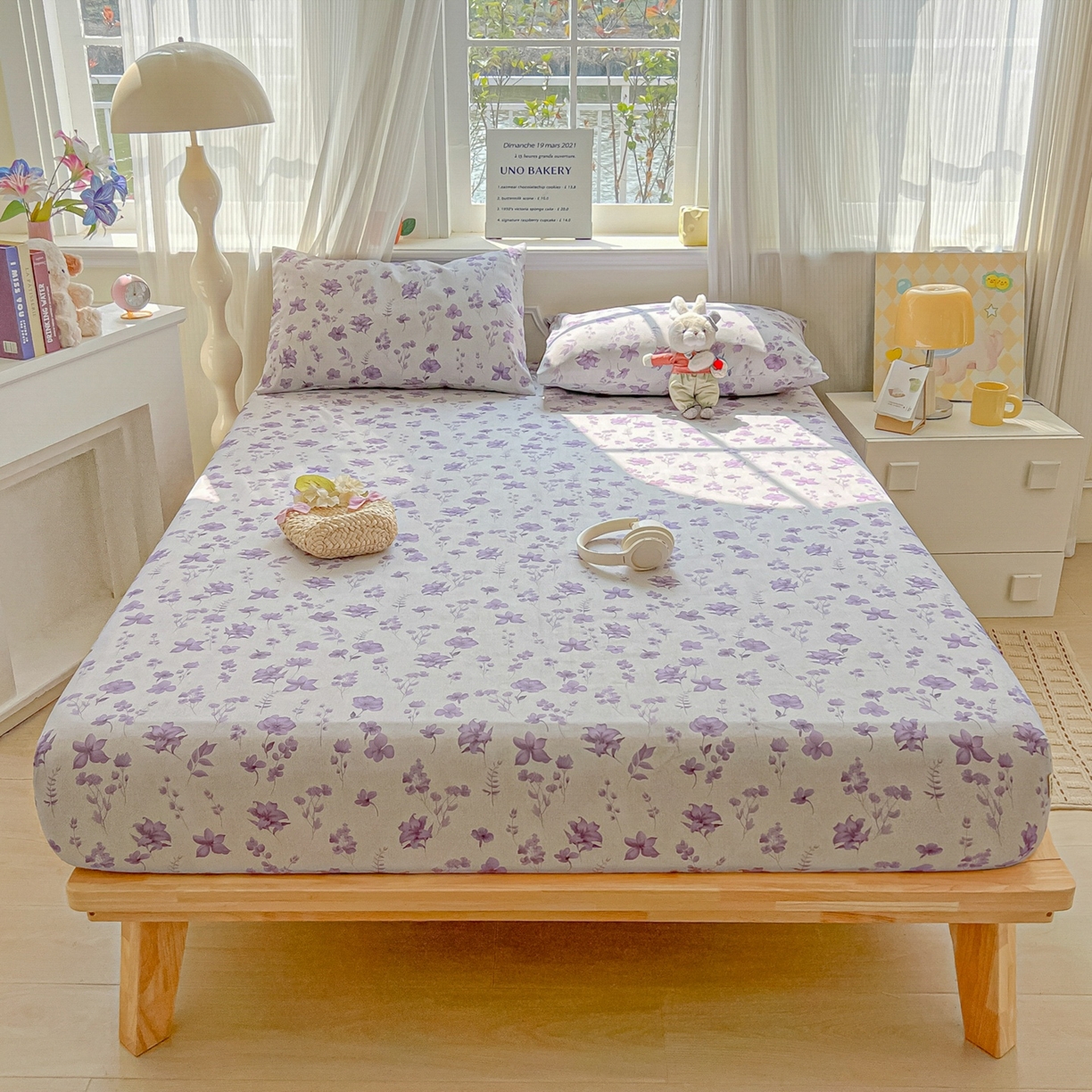 91家纺网 家纺一手货源 找家纺 韩巢家纺 2026新款老粗布床笠春夏季凉席席子热销款防滑床笠单件 幽梦紫【老粗布】