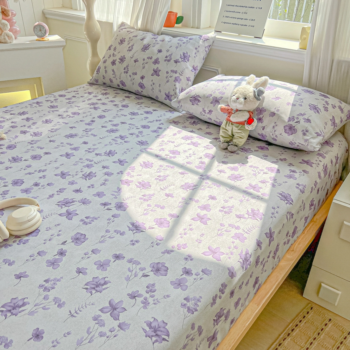 91家纺网 家纺一手货源 找家纺 韩巢家纺 2026新款老粗布床笠春夏季凉席席子热销款防滑床笠单件 幽梦紫【老粗布】