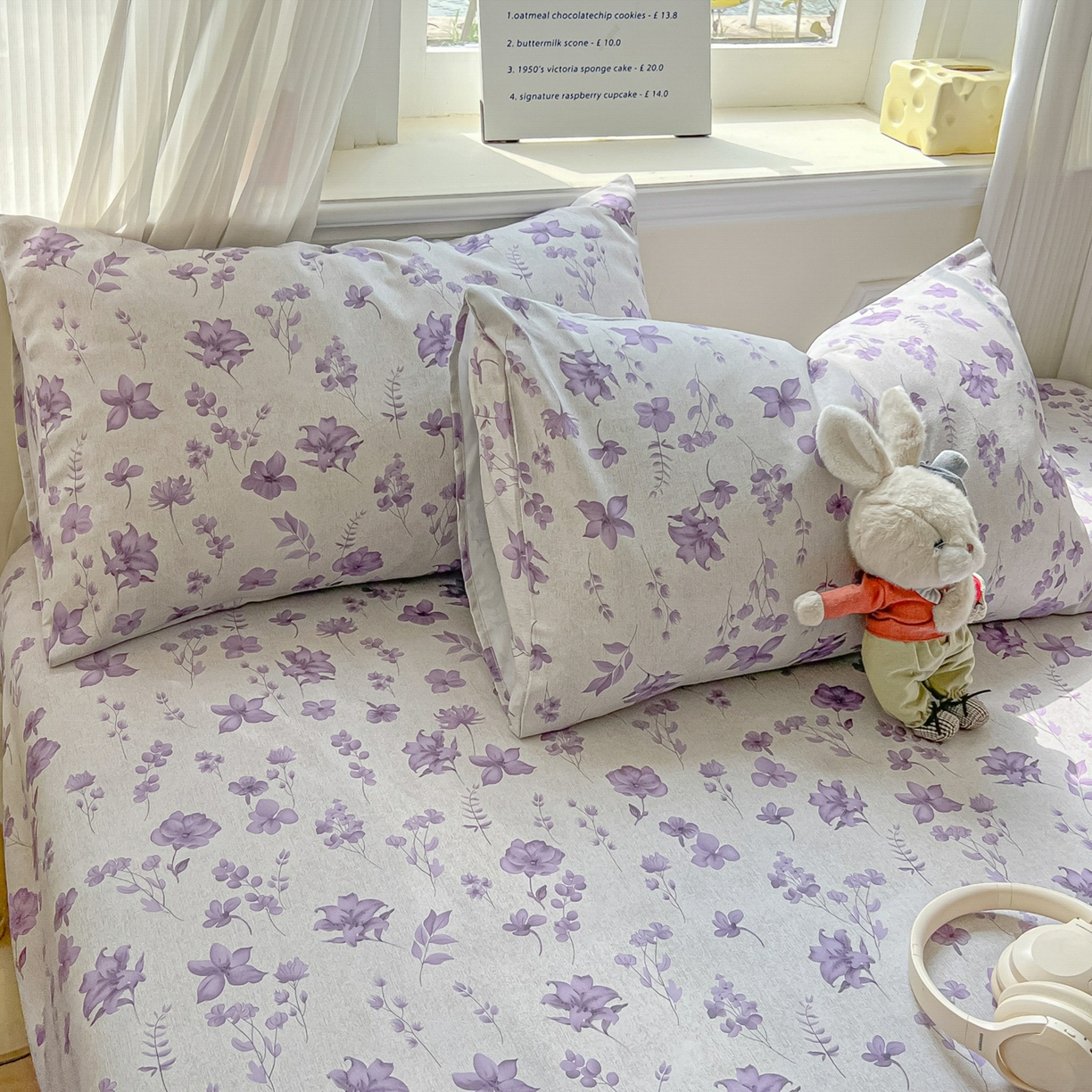 91家纺网 家纺一手货源 找家纺 韩巢家纺 2026新款老粗布床笠春夏季凉席席子热销款防滑床笠单件 幽梦紫【老粗布】