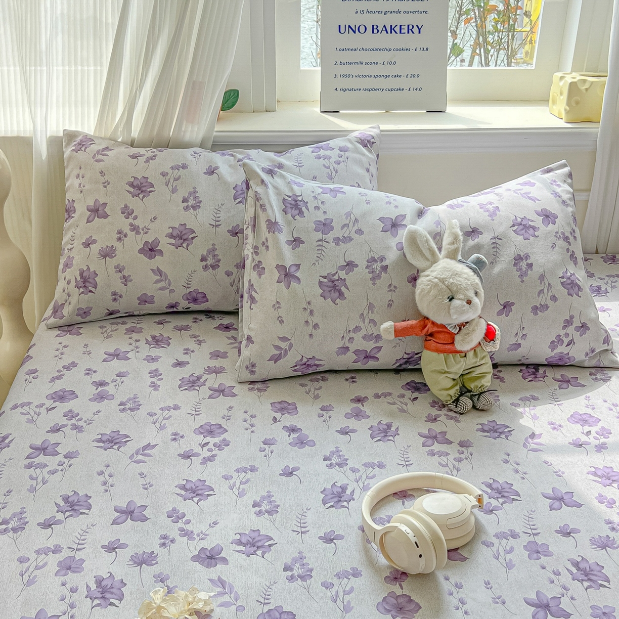 91家纺网 家纺一手货源 找家纺 韩巢家纺 2026新款老粗布床笠春夏季凉席席子热销款防滑床笠单件 幽梦紫【老粗布】