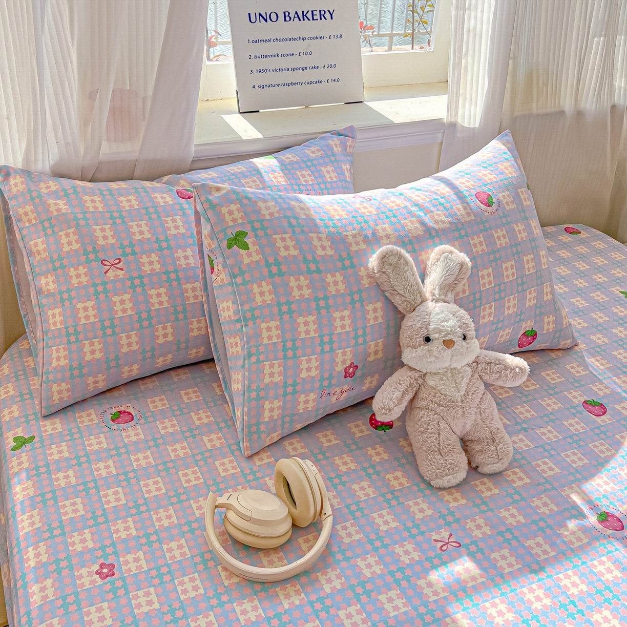 91家纺网 家纺一手货源 找家纺 韩巢家纺 2026新款老粗布床笠春夏季凉席席子热销款防滑床笠单件 有草莓的地方