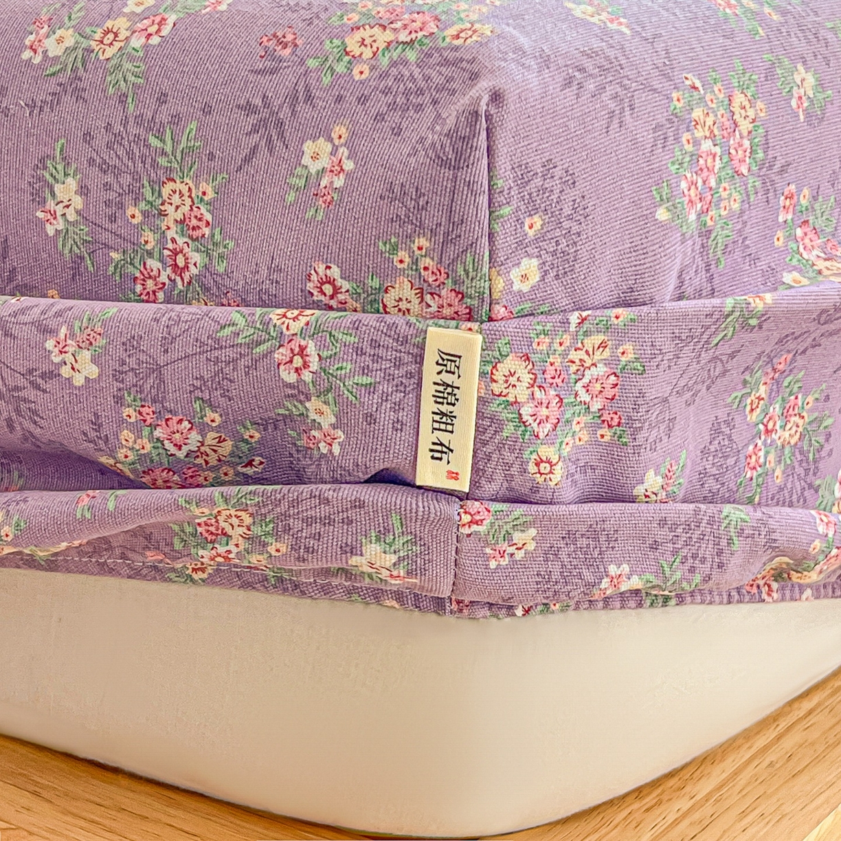 91家纺网 家纺一手货源 找家纺 韩巢家纺 2026新款老粗布床笠春夏季凉席席子热销款防滑床笠单件 紫韵繁花【老粗布】