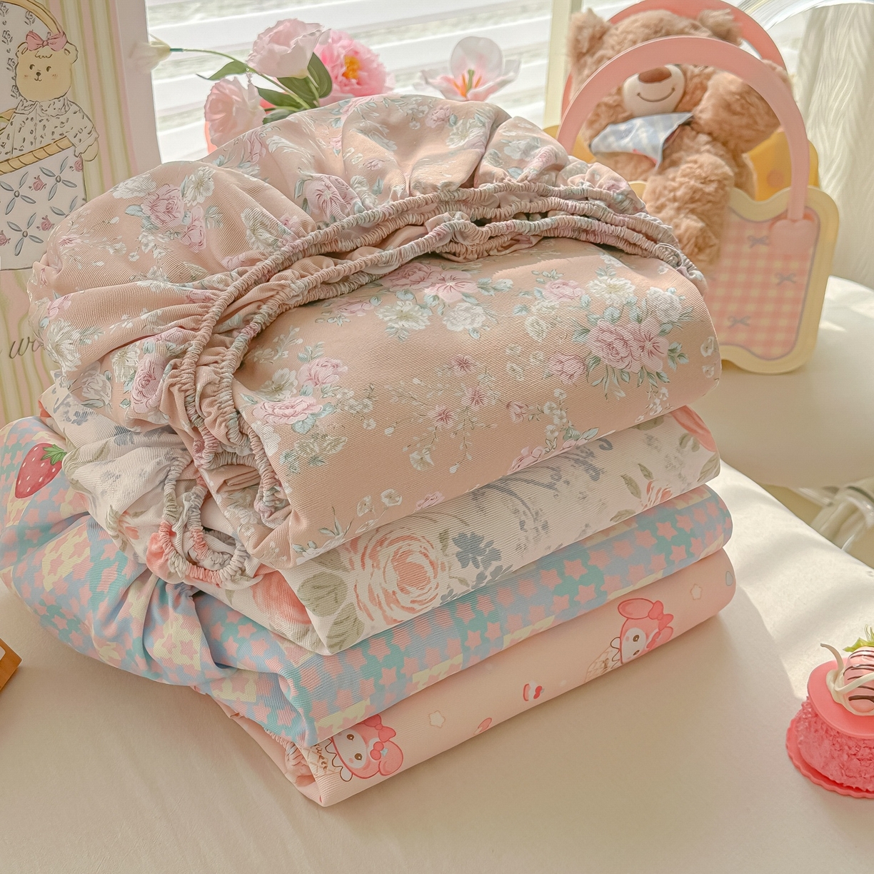 91家纺网 家纺一手货源 找家纺 韩巢家纺 2026新款老粗布床笠春夏季凉席席子热销款防滑床笠单件 组合图 仅供参考