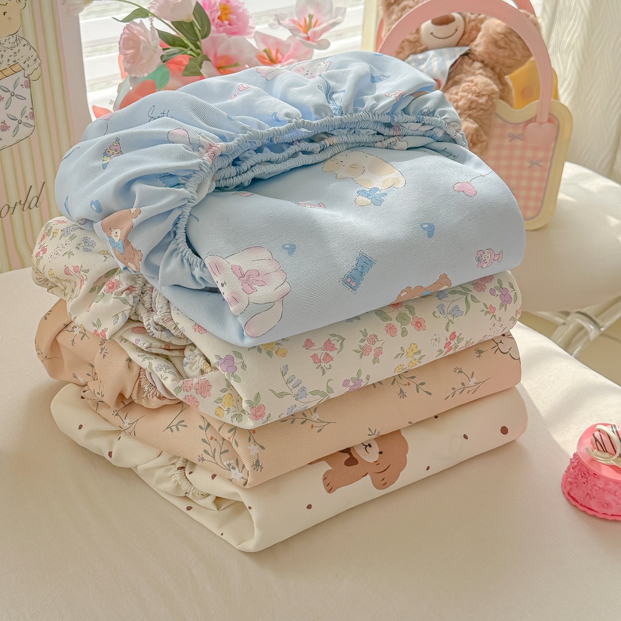 91家纺网 家纺一手货源 找家纺 韩巢家纺 2026新款老粗布床笠春夏季凉席席子热销款防滑床笠单件 组合图 仅供参考