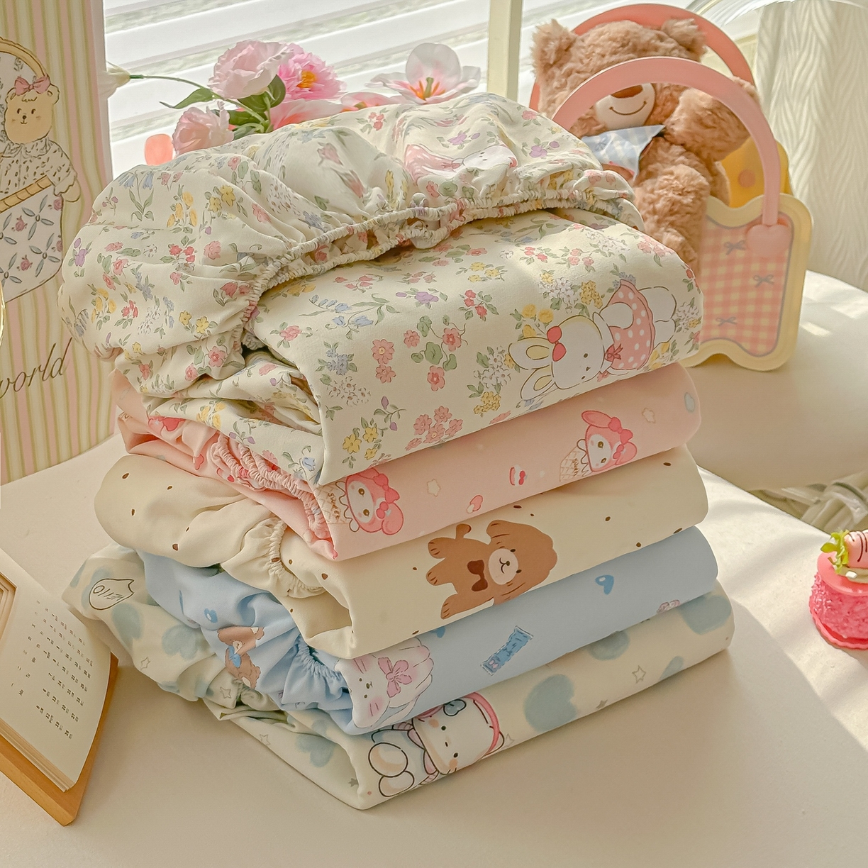 91家纺网 家纺一手货源 找家纺 韩巢家纺 2026新款老粗布床笠春夏季凉席席子热销款防滑床笠单件 组合图 仅供参考