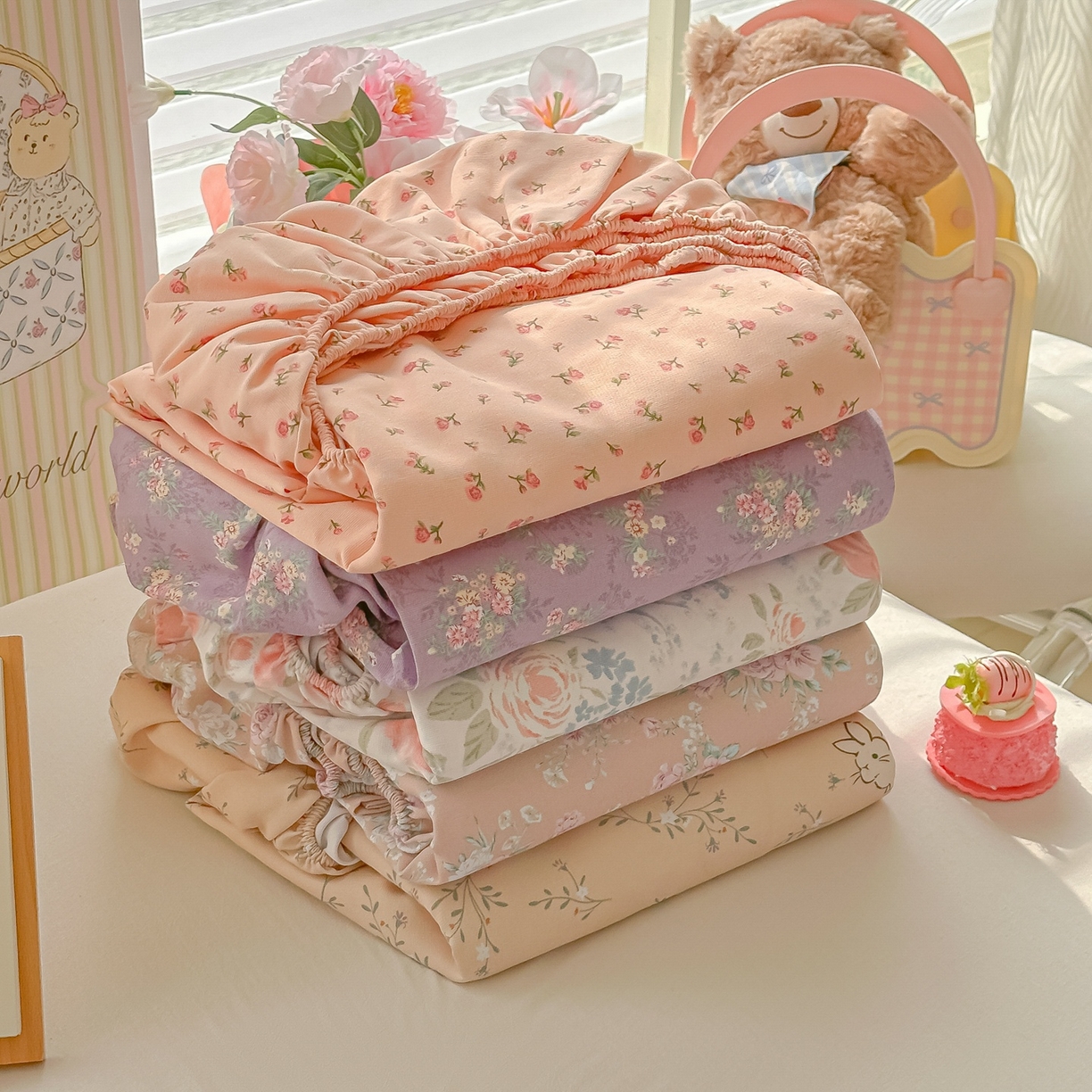 91家纺网 家纺一手货源 找家纺 韩巢家纺 2026新款老粗布床笠春夏季凉席席子热销款防滑床笠单件 组合图 仅供参考