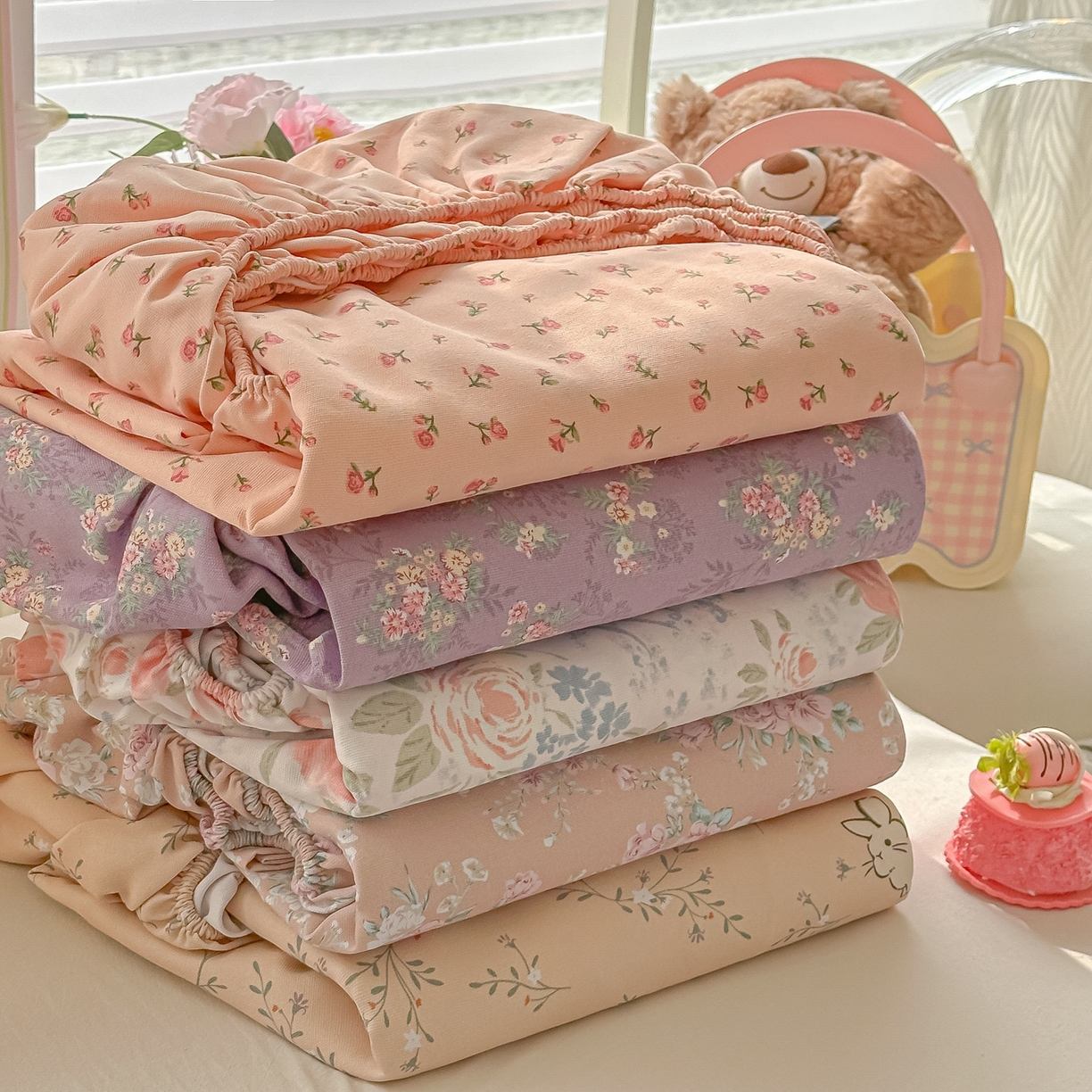 91家纺网 家纺一手货源 找家纺 韩巢家纺 2026新款老粗布床笠春夏季凉席席子热销款防滑床笠单件 组合图 仅供参考