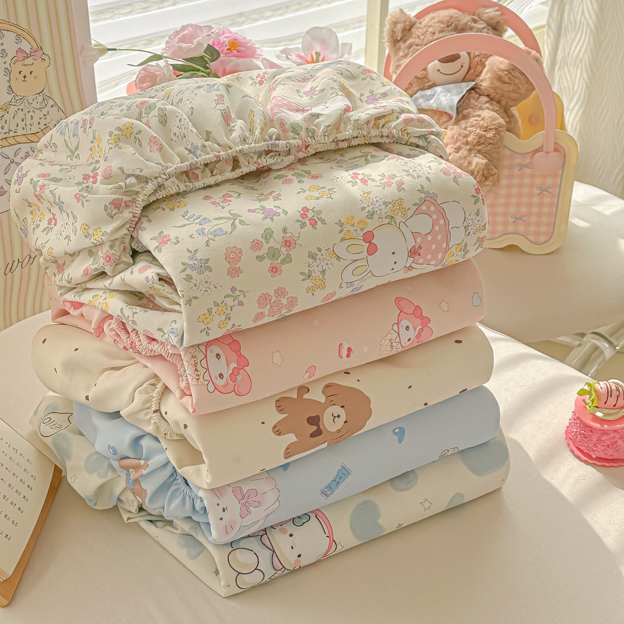 91家纺网 家纺一手货源 找家纺 韩巢家纺 2026新款老粗布床笠春夏季凉席席子热销款防滑床笠单件 组合图 仅供参考