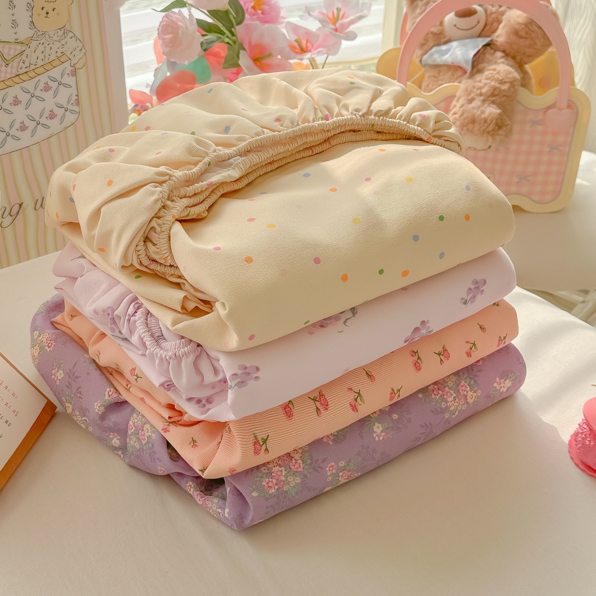 91家纺网 家纺一手货源 找家纺 韩巢家纺 2026新款老粗布床笠春夏季凉席席子热销款防滑床笠单件 组合图 仅供参考