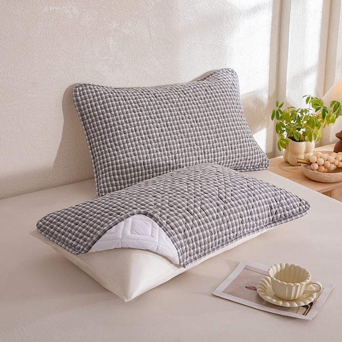 91家纺网 家纺一手货源 找家纺 缦彩 2026新款A类全棉纯棉水洗棉新疆棉花芯枕巾 织里-灰