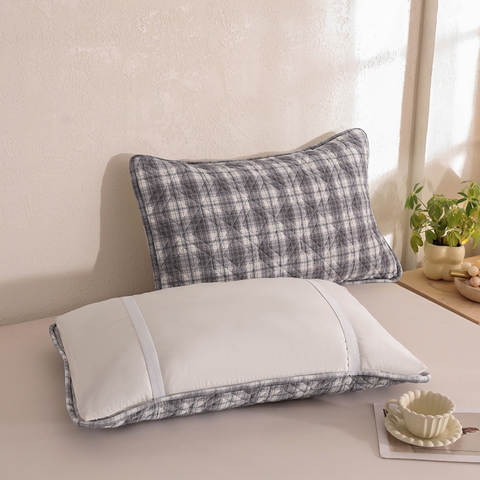 91家纺网 家纺一手货源 找家纺 缦彩 2026新款A类全棉纯棉水洗棉新疆棉花芯枕巾 舒然-灰