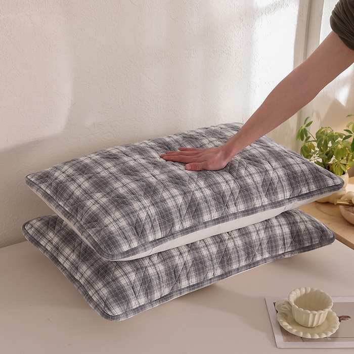 91家纺网 家纺一手货源 找家纺 缦彩 2026新款A类全棉纯棉水洗棉新疆棉花芯枕巾 舒然-灰