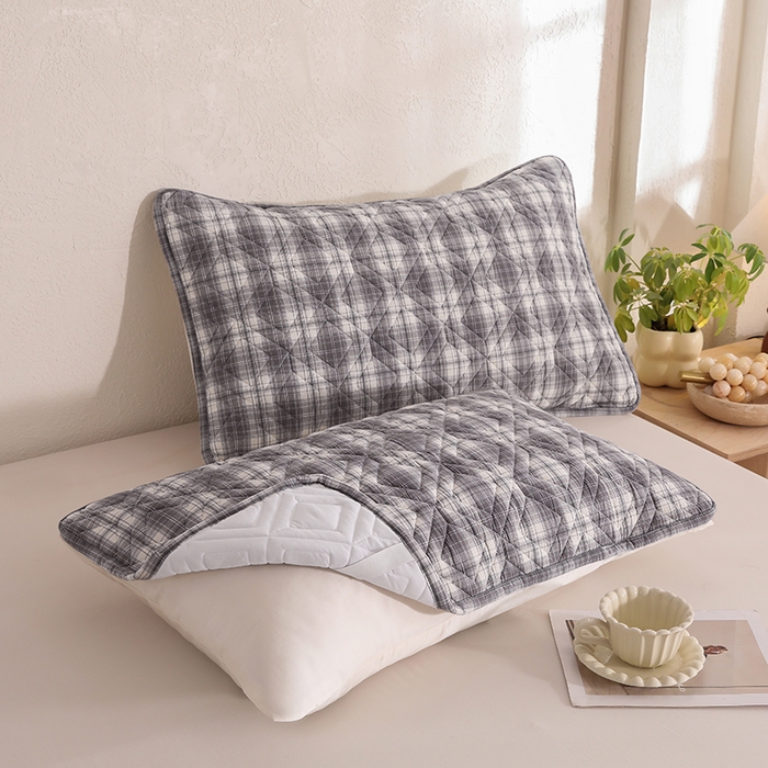 91家纺网 家纺一手货源 找家纺 缦彩 2026新款A类全棉纯棉水洗棉新疆棉花芯枕巾 舒然-灰