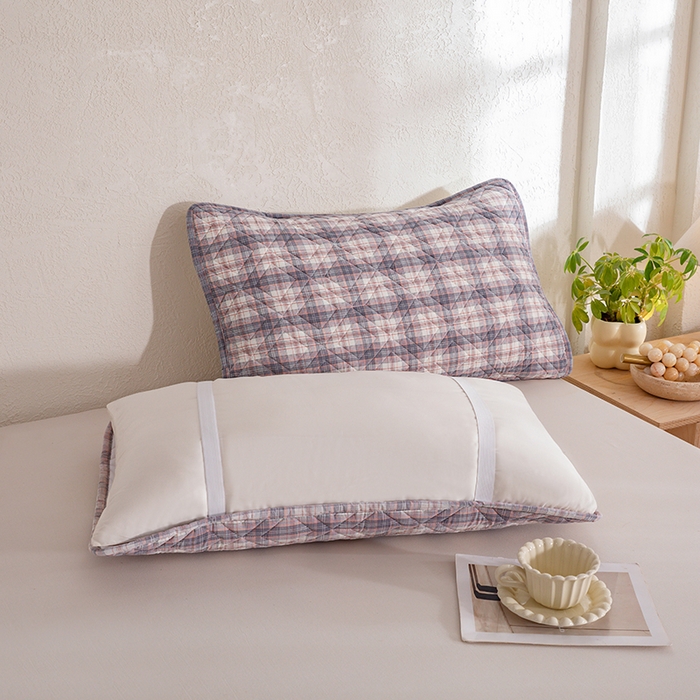 91家纺网 家纺一手货源 找家纺 缦彩 2026新款A类全棉纯棉水洗棉新疆棉花芯枕巾 舒然-粉