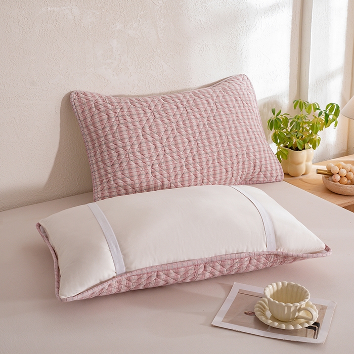 91家纺网 家纺一手货源 找家纺 缦彩 2026新款A类全棉纯棉水洗棉新疆棉花芯枕巾 如约-粉