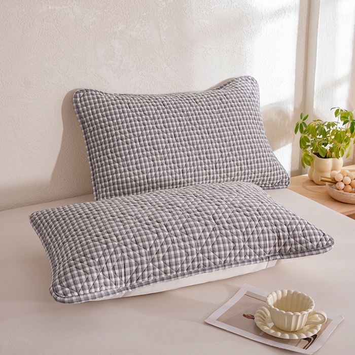 缦彩 2026新款A类全棉纯棉水洗棉新疆棉花芯枕巾 织里-灰