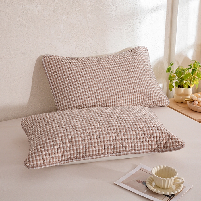 缦彩 2026新款A类全棉纯棉水洗棉新疆棉花芯枕巾 织里-咖