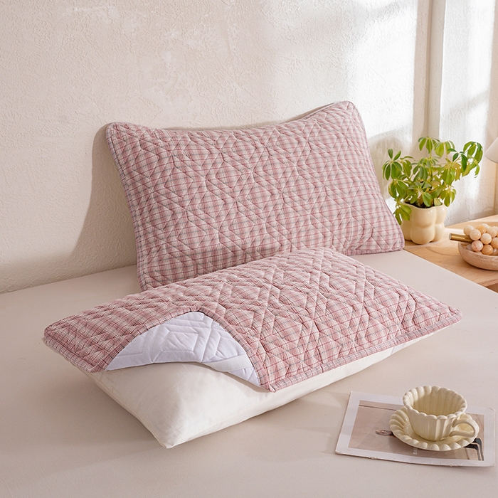 91家纺网 家纺一手货源 找家纺 缦彩 2026新款A类全棉纯棉水洗棉新疆棉花芯枕巾 如约-粉