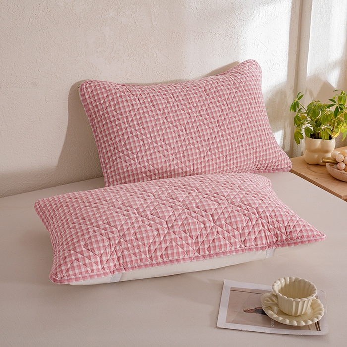 缦彩 2026新款A类全棉纯棉水洗棉新疆棉花芯枕巾 织里-粉