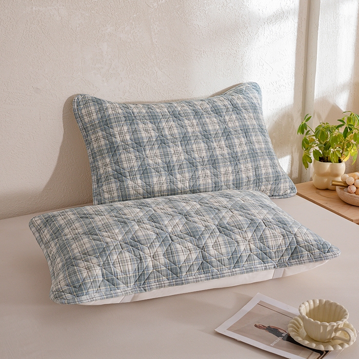 缦彩 2026新款A类全棉纯棉水洗棉新疆棉花芯枕巾 舒然-兰