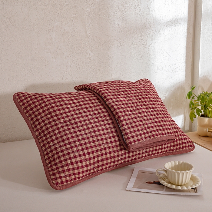 91家纺网 家纺一手货源 找家纺 缦彩 2026新款A类全棉纯棉水洗棉新疆棉花芯枕巾 星茴-红