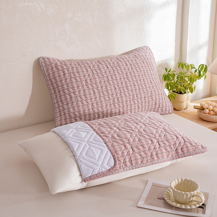 91家纺网 家纺一手货源 找家纺 缦彩 2026新款A类全棉纯棉水洗棉新疆棉花芯枕巾 如约-粉