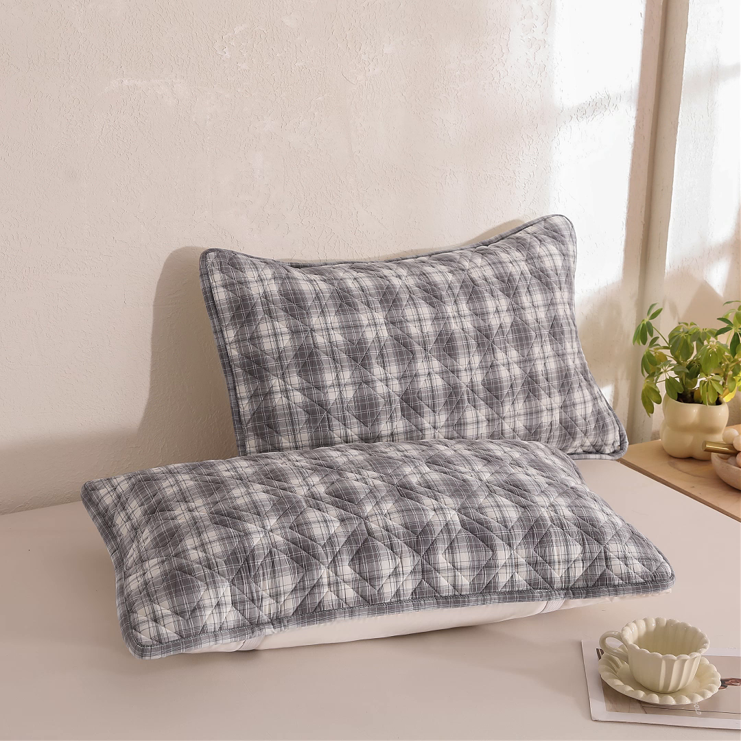 91家纺网 家纺一手货源 找家纺 缦彩 2026新款A类全棉纯棉水洗棉新疆棉花芯枕巾 舒然-灰