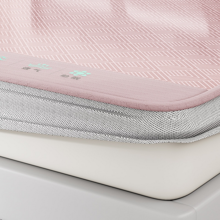 91家纺网 家纺一手货源 找家纺 永旺家纺 2026新款A类菱形格冰丝席凉席席子 粉色