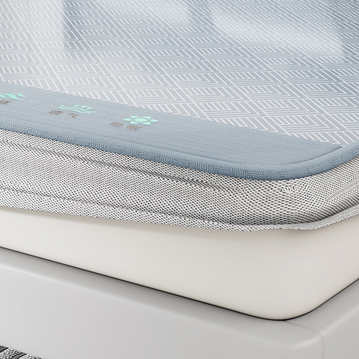 91家纺网 家纺一手货源 找家纺 永旺家纺 2026新款A类菱形格冰丝席凉席席子 蓝色