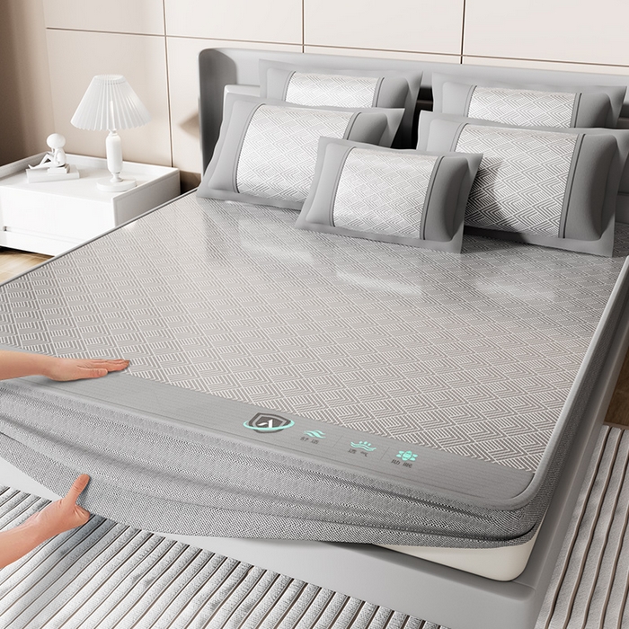 91家纺网 家纺一手货源 找家纺 永旺家纺 2026新款A类菱形格冰丝席凉席席子 灰色