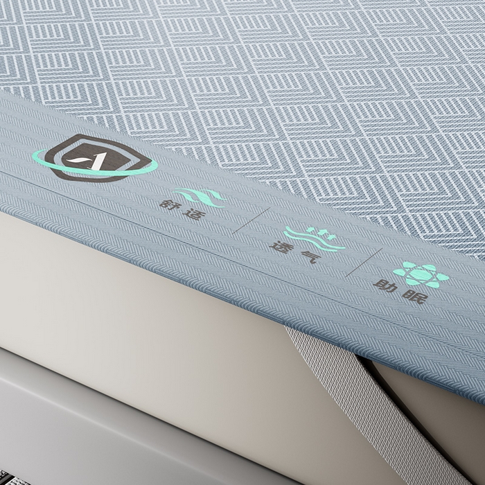 91家纺网 家纺一手货源 找家纺 永旺家纺 2026新款A类菱形格冰丝席凉席席子 蓝色