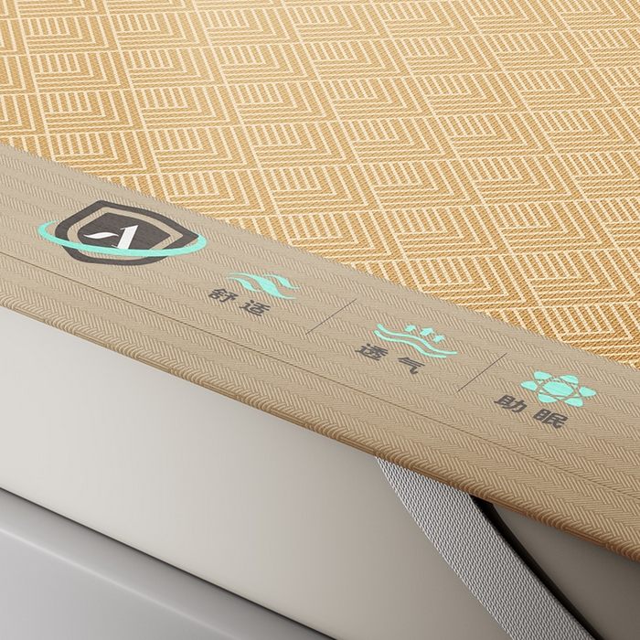 91家纺网 家纺一手货源 找家纺 永旺家纺 2026新款A类菱形格冰丝席凉席席子 棕色