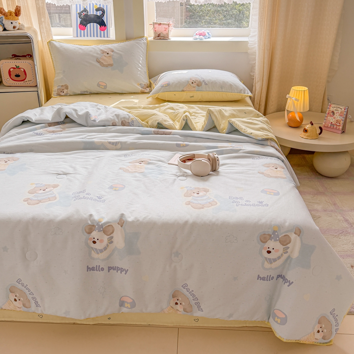 91家纺网 家纺一手货源 找家纺 （总）简宜家居（朝初家纺） 2026新款全棉花卉卡通系列贝壳边夏被四件套