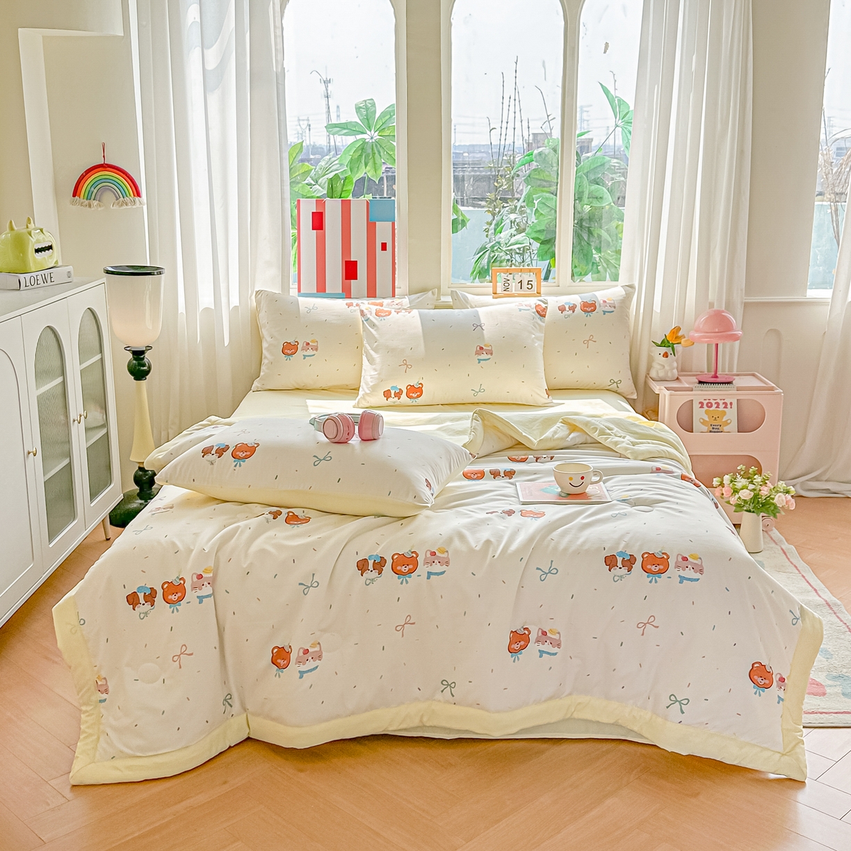 91家纺网 家纺一手货源 找家纺 （总）颜选 2026新款水洗棉夏被夏凉被空调被四件套