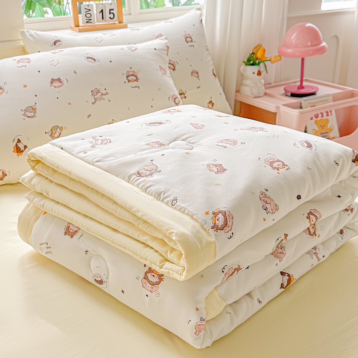 颜选 2026新款水洗棉夏被夏凉被空调被四件套 空调被小盯