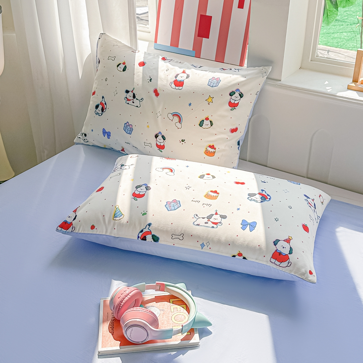 91家纺网 家纺一手货源 找家纺 颜选 2026新款水洗棉夏被夏凉被空调被四件套 空调被圣诞幸运小狗