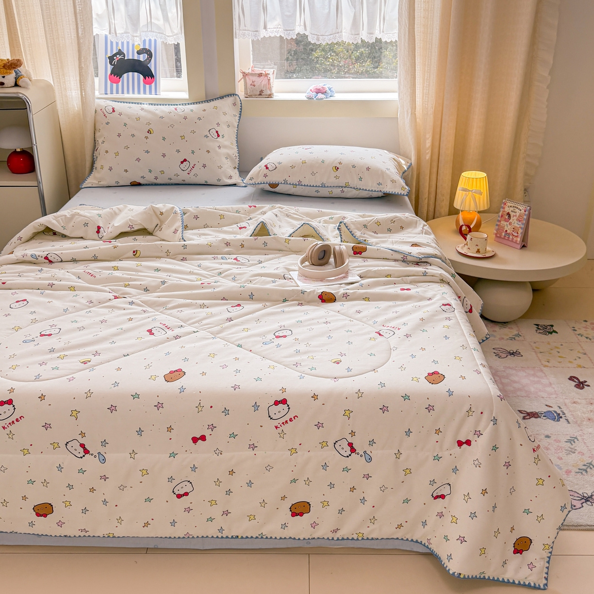 91家纺网 家纺一手货源 找家纺 （总）简宜家居（朝初家纺） 2026新款全棉花卉卡通系列贝壳边夏被四件套