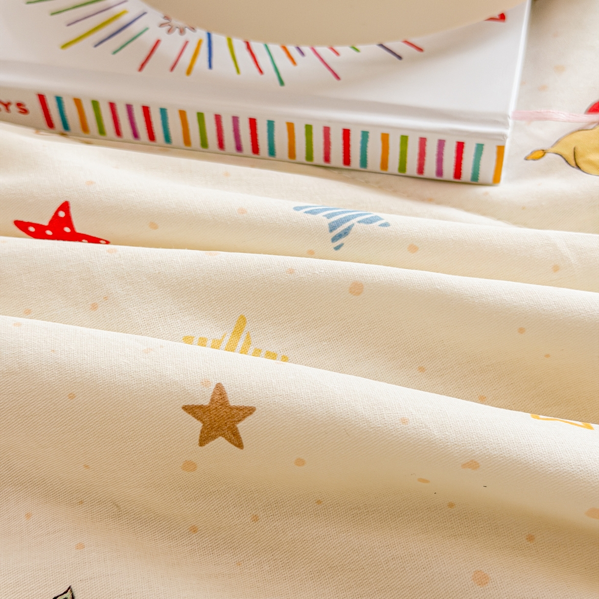 91家纺网 家纺一手货源 找家纺 简宜家居（朝初家纺） 2026新款全棉花卉卡通系列贝壳边夏被四件套 七彩星星