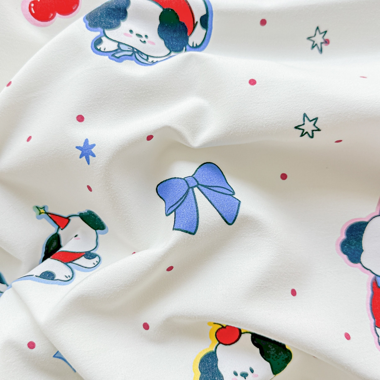 91家纺网 家纺一手货源 找家纺 颜选 2026新款水洗棉夏被夏凉被空调被四件套 空调被圣诞幸运小狗