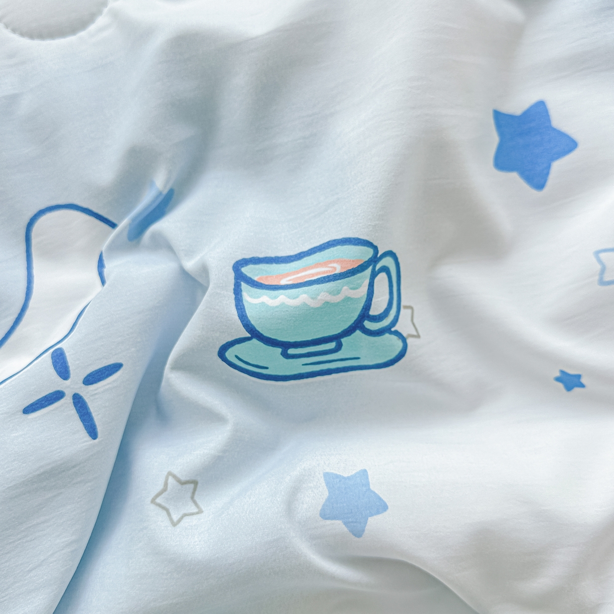 91家纺网 家纺一手货源 找家纺 颜选 2026新款水洗棉夏被夏凉被空调被四件套 空调被长耳朵星星