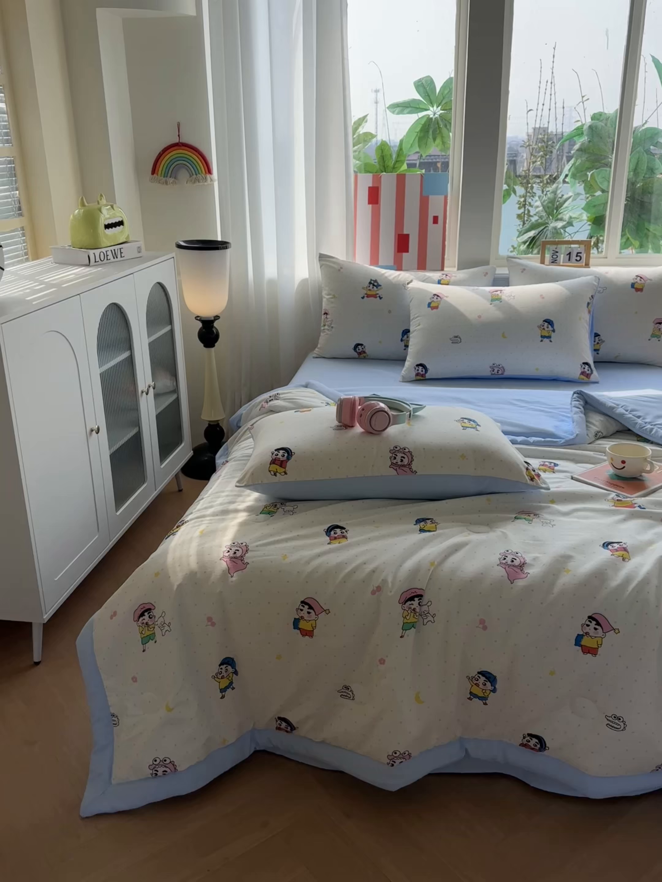 91家纺网 家纺一手货源 找家纺 颜选 2026新款水洗棉夏被夏凉被空调被四件套 空调被小新星