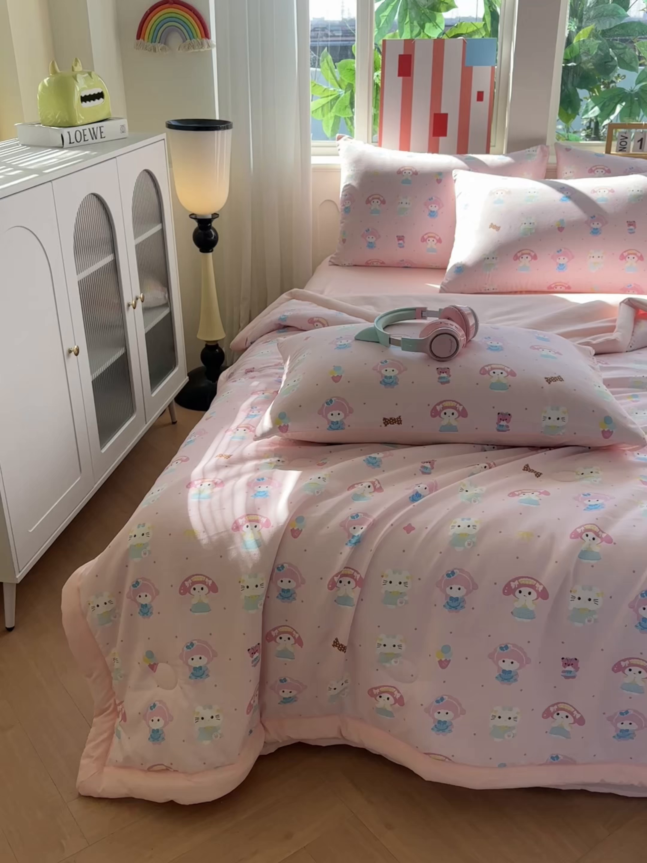 91家纺网 家纺一手货源 找家纺 颜选 2026新款水洗棉夏被夏凉被空调被四件套 空调被少女萌宠