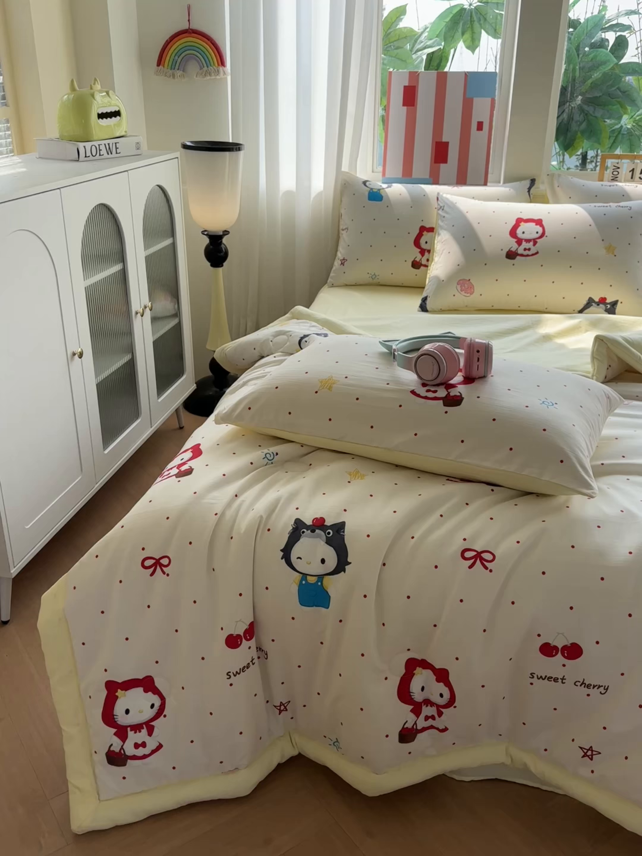 91家纺网 家纺一手货源 找家纺 颜选 2026新款水洗棉夏被夏凉被空调被四件套 空调被甜心小红帽