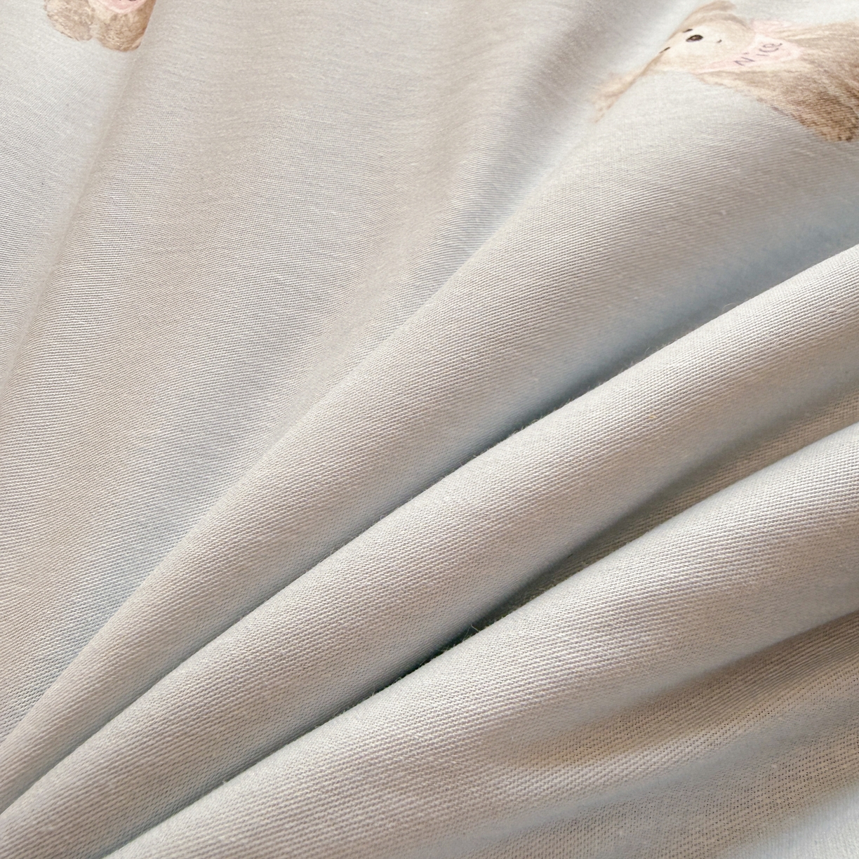 91家纺网 家纺一手货源 找家纺 简宜家居（朝初家纺） 2026新款全棉花卉卡通系列贝壳边夏被四件套 Nice狗狗-兰