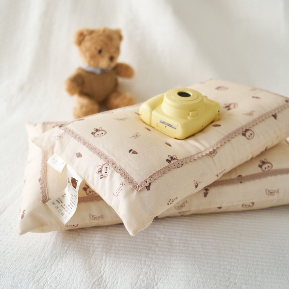 91家纺网 家纺一手货源 找家纺 （总）珍贝家纺 2026新款全棉双层纱刺绣花边学生儿童枕枕头枕芯